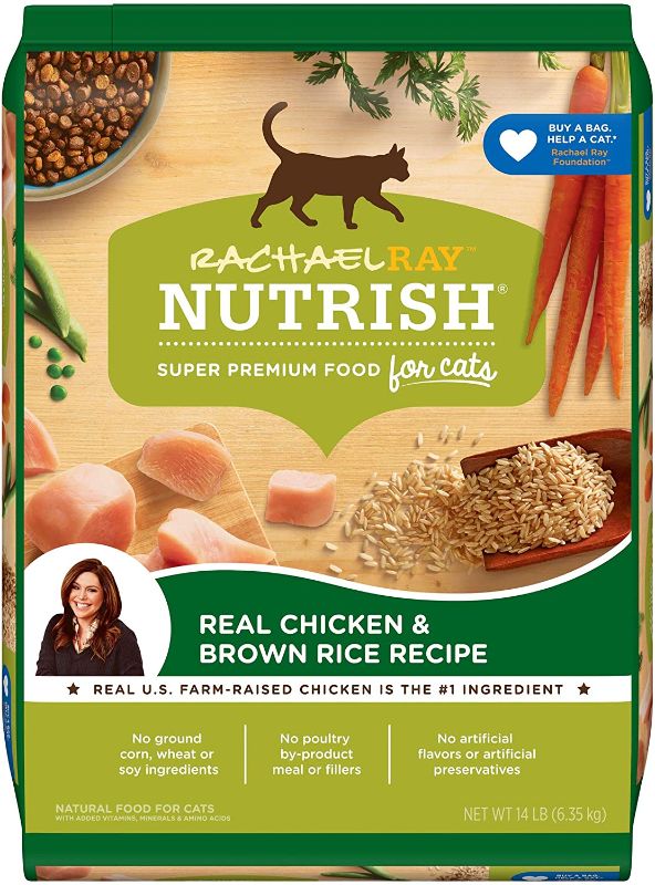 Photo 1 of 
Rachael Ray Nutrish Super Premium Dry Cat Food with Real Meat & Brown Rice, 14 lbs   best by 02/03/2022