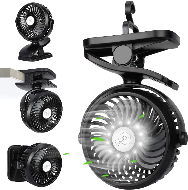 Photo 1 of 
Hover over the image to zoom






YND Mini Portable Clip-on Fan Small Stroller Fan Battery Operated with LED Light, Adjustable 3 Speed ??USB Personal Fan Camping Desk Fan with Hanging Hook for Bed, Tent, Office, Outdoor Travel