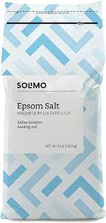 Photo 1 of Amazon Brand - Solimo Epsom Salt Soak, Magnesium Sulfate USP, 8 Pound 8 Pound (Pack of 1)