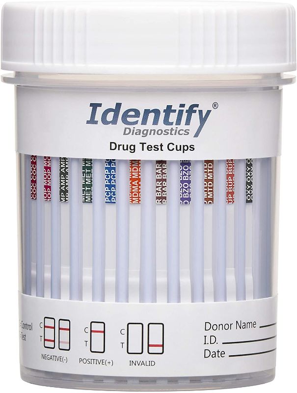 Photo 1 of 
5 Pack Identify Diagnostics 12 Panel Drug Test Cup with BUP - Testing Instantly for 12 Different Drugs THC, COC, OXY, MDMA, BUP, MOP, AMP, BAR, BZO, MET,...  expires 03/2023