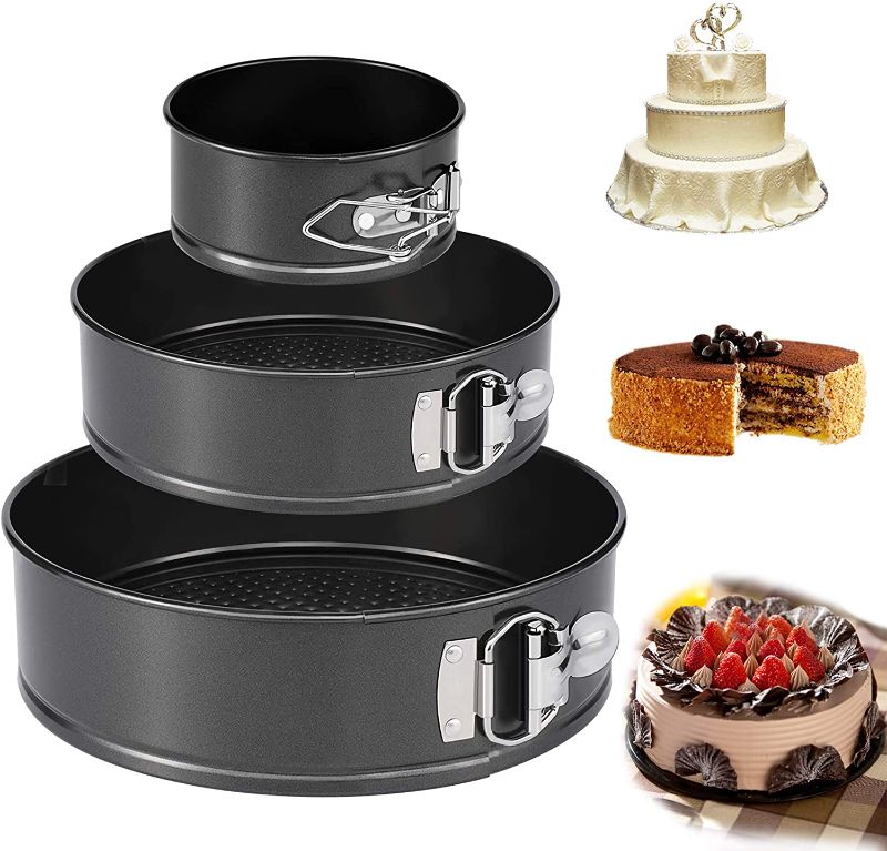 Photo 1 of 
Springform Non-Stick Round Cake Pan Set 3 Pack 4 Inch, 6.7 Inch, 8.7 Inch