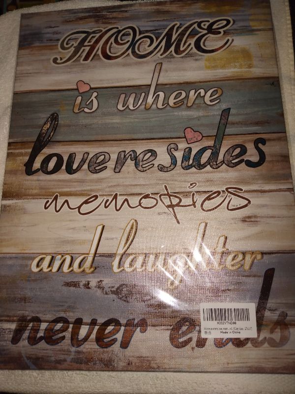 Photo 1 of "home is where the love resides, memories and laughter never ends" wall sign