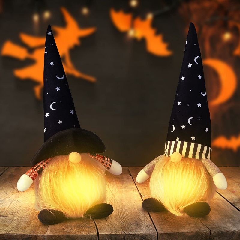 Photo 1 of 9.5 INCH Halloween Gnome Lighting Up Plush Ornaments 2 Packs