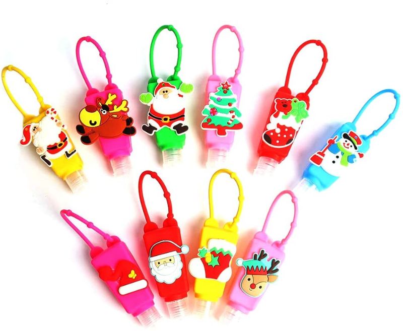 Photo 1 of ZHUYIYI 16 Pack Kids Hand Sanitizer Travel Size Key Holder 1.0 fl oz Silicone Mini Cute Christmas Series Portable