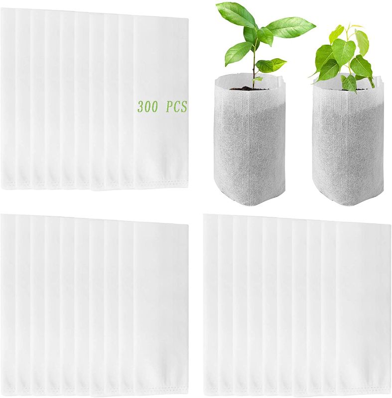 Photo 1 of 300 Biodegradable Non Woven Nursery Bags, Plant Grow Bags, Root Bags, Cloth, Home, Garden, Flower Supplies, Vegetable Plants, Seeds, Transplant (3.74 x 5.12 inch)