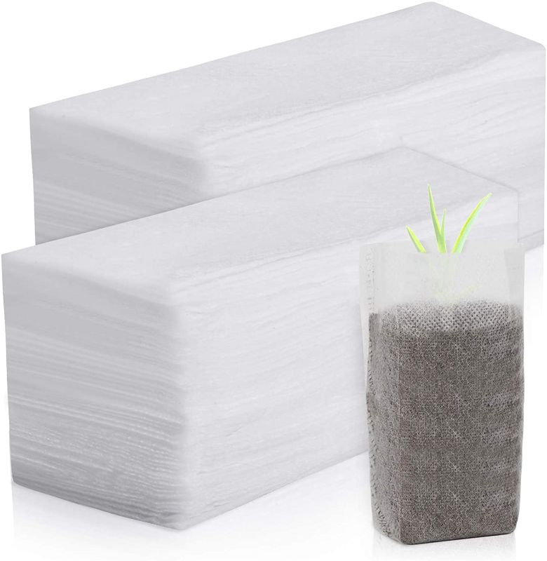 Photo 1 of 150 Biodegradable Non Woven Nursery Plant Bags, Plant Grow Plant and Plant Cloth Bags for Home Garden Supplies 5.5 x 6.3 in