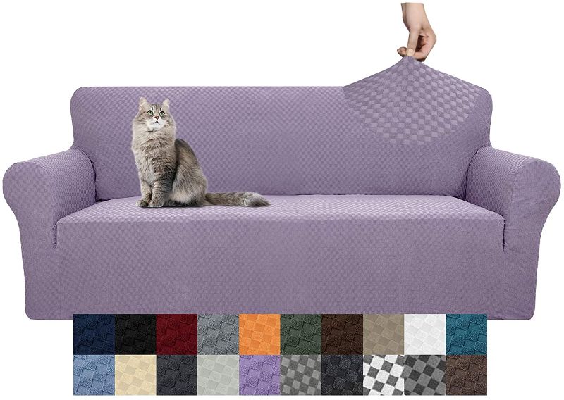 Photo 1 of 
Roll over image to zoom in







YEMYHOM Couch Cover Latest Jacquard Design High Stretch Extra Large Sofa Covers Pet Dog Cat Proof Oversized Slipcover Non Slip Magic Elastic Furniture Protector (X Large, Light Purple)