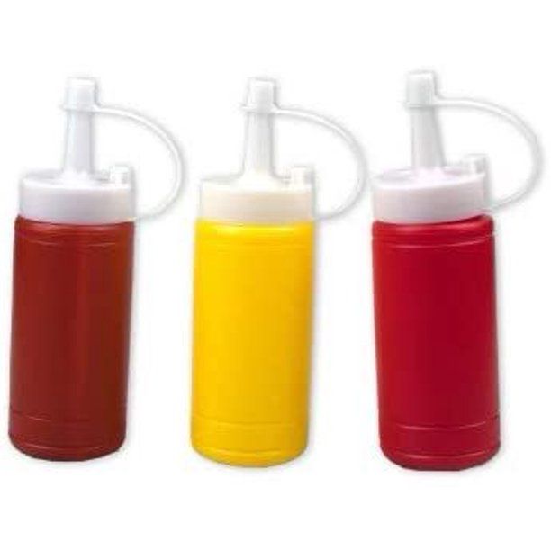 Photo 1 of 3 pc Squeezable Picnic Condiment Mini 4 oz. Squeeze Dispenser Storage Bottles - Great for Ketchup Mustard and BBQ Sauce!