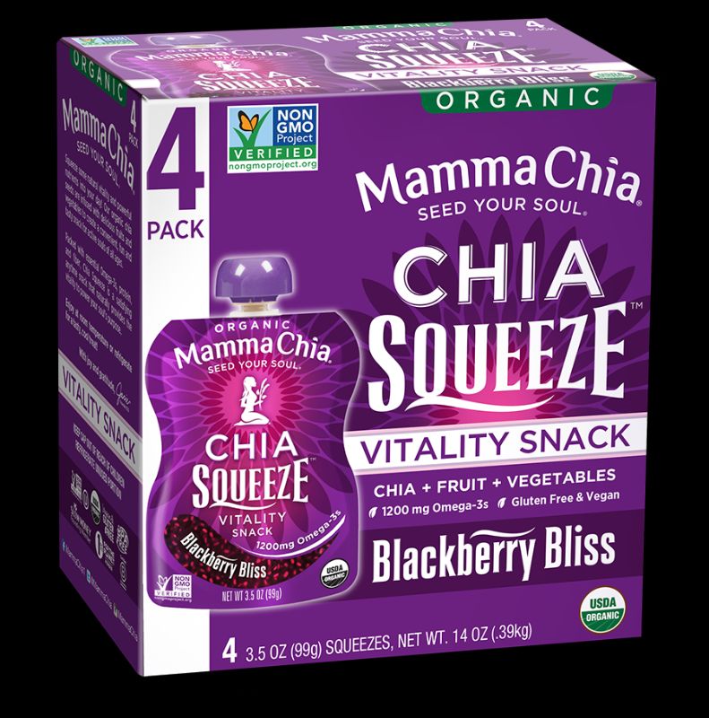 Photo 1 of (6 Pack) Mama Chia Blackberry Bliss Chia Squeeze, 4 Each, best by 06/08/2022