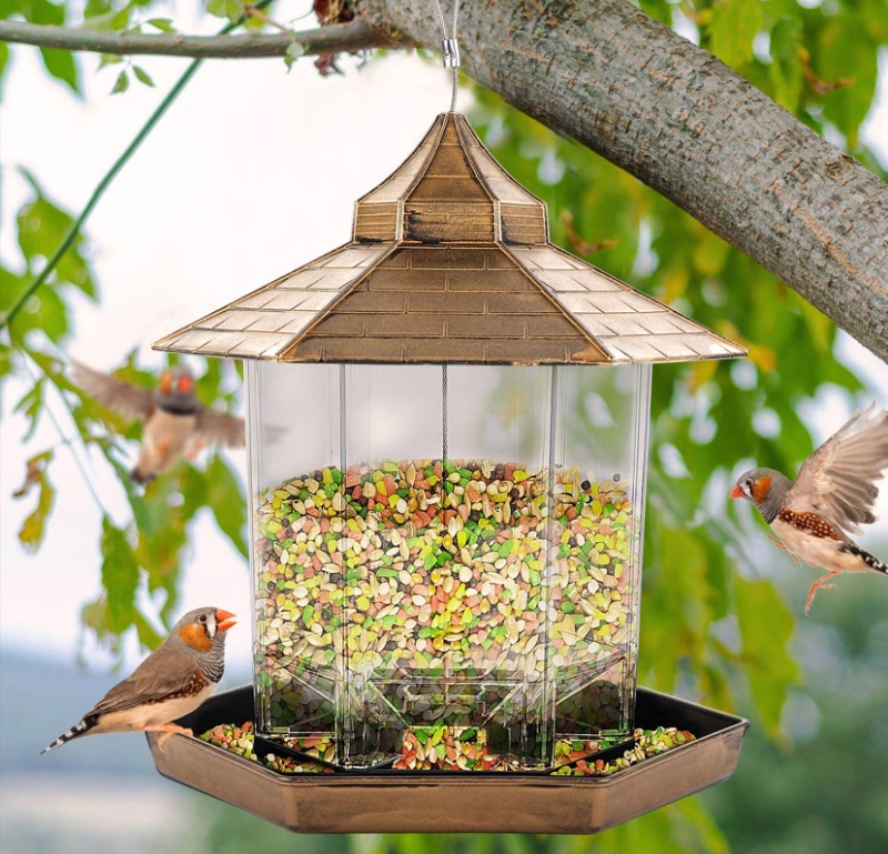 Photo 1 of Bird Feeders for Outside Hanging,Bird Seed for Outside Feeders for Garden Yard Outdoor Decoration (Gold)