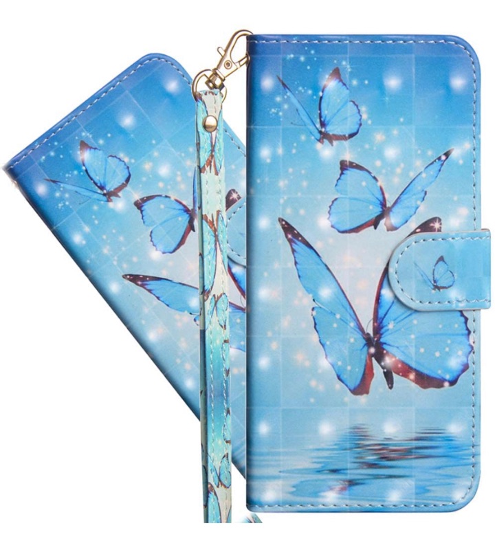 Photo 1 of COTDINFORCA Samsung Galaxy A20S Wallet Case, Galaxy A20S Case Premium PU Leather 3D Creative Painted Effect Design Full-Body Protective Cover for Samsung Galaxy A20S. PU- Butterfly Spring