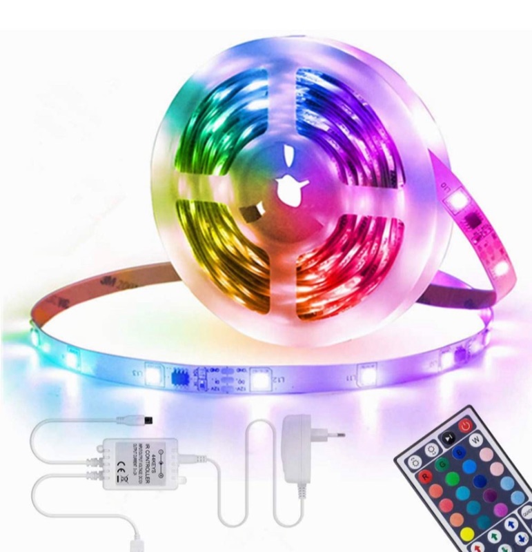 Photo 1 of LED Strip Lights,16.4ft Led Light Strip,Led Color Changing Lights with Remote,Mood Lighting for Bedroom, Gaming Desk,Gaming Chair,Room Decoration SMD 5050 Strip Lights