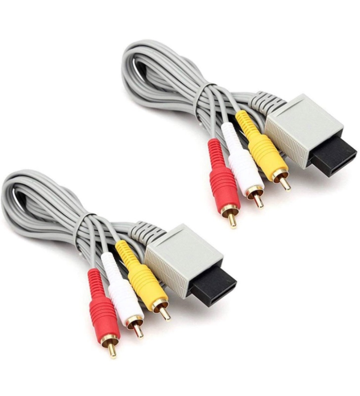 Photo 1 of Wii U AV Cable, AV Cable Composite Retro Audio Video Standard Cord for Nintendo Wii Wii U (6 Feet 2 Pack)