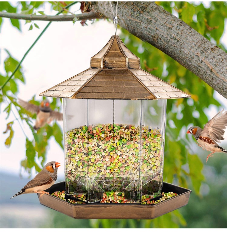 Photo 1 of Bird Feeders for Outside Hanging,Bird Seed for Outside Feeders for Garden Yard Outdoor Decoration (Gold)