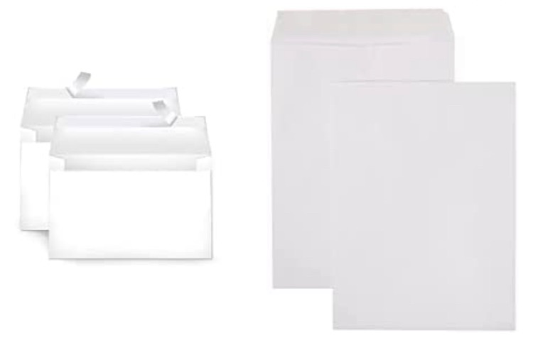 Photo 1 of AmazonBasics A9 Blank Invitation Envelopes with Peel & Seal, White, 100-Pack (5-3/4 x 8-3/4 inches) - AMZA22 & Catalog Mailing Envelopes, Peel & Seal, 9x12 Inch, White, 100-Pack - AMZP15