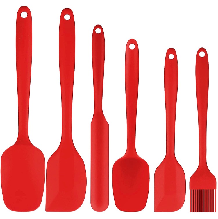 Photo 1 of 6 Pieces Heat Resistant Food Grade Silicone Spatulas Set Non-stick Rubber Scraper with Seamless One Piece Design, Kitchen Utensils for Baking, Cooking, Mixing ,Heat Resistant Non Stick Cookware