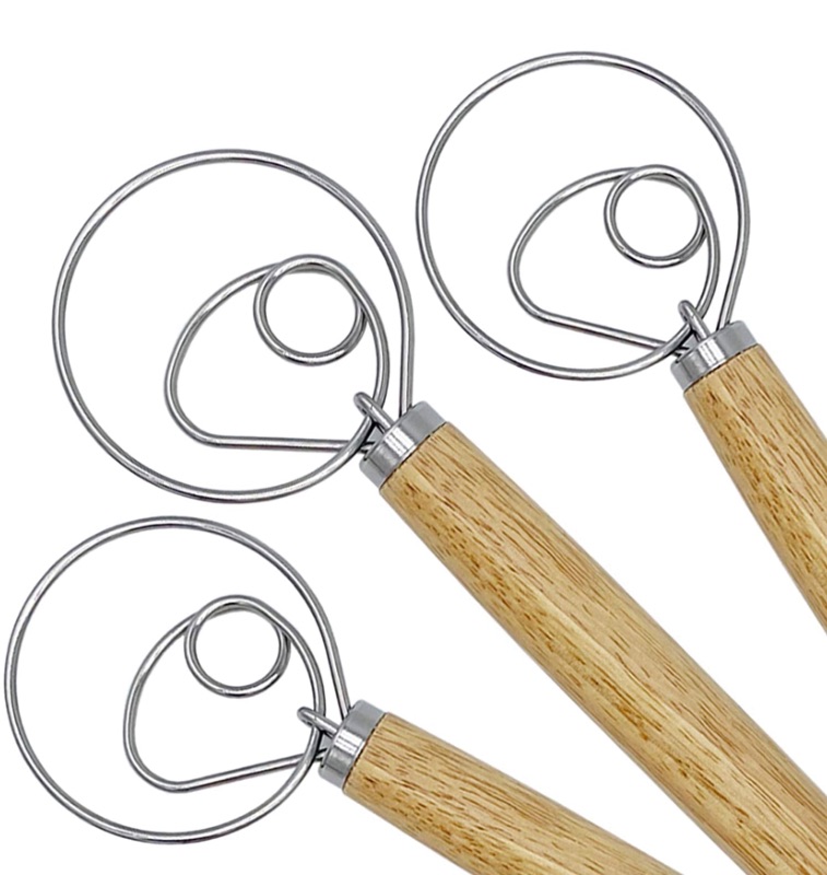 Photo 1 of 3 Pcs 13 Inch Danish Dough Whisk - Stainless Steel Dutch Whisk for Baking Cake, Dessert, Sourdough, Pizza, Pastry - Tool Alternative to a Blender, Mixer or Hook