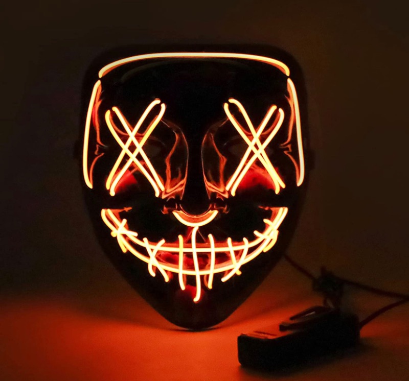 Photo 1 of Halloween Led Light Up Mask - Purge Light Up Mask For Kids Men Women - Glowing Mask for Halloween Festival Party Carnival.  2 pack
