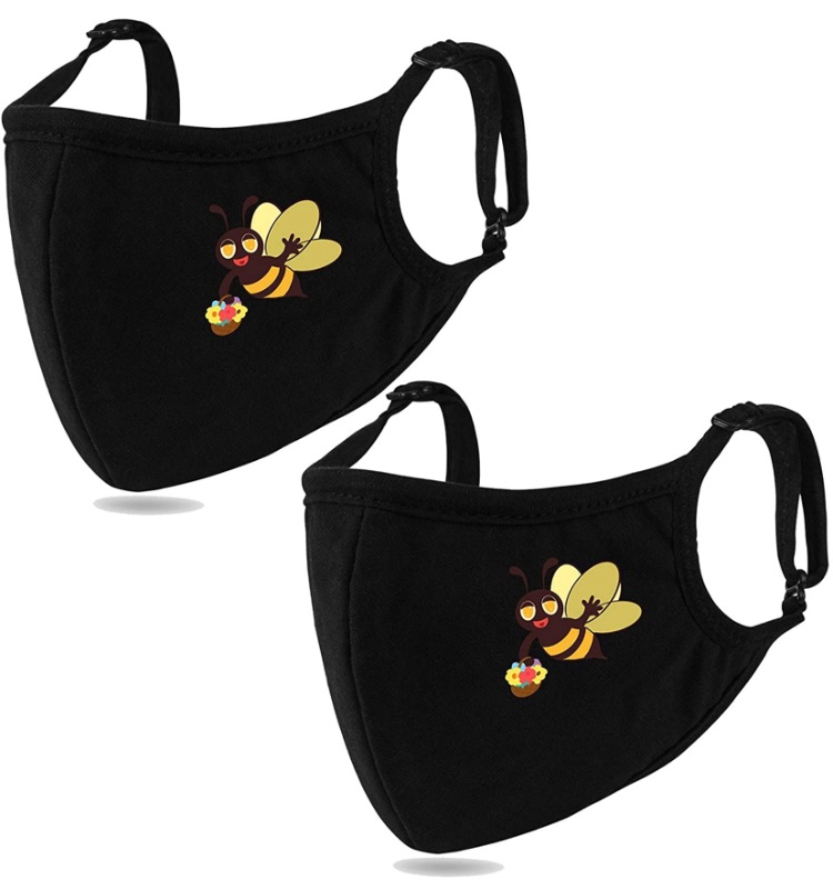 Photo 1 of Fashion Honeybee Printing Kids Protection, Unisex Face Covering, Washable, Reusable Cotton Fabric for Cycling Travel Outdoors. 3 pack
