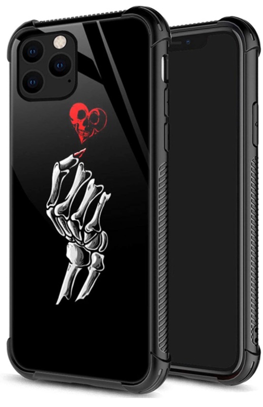 Photo 1 of iPhone 11 Case, Skeleton Hand iPhone 11 Cases for Women Girls, Pattern Design Shockproof Anti-Scratch Organic Glass Case for Apple iPhone 11 6.1-inch Skeleton Hand