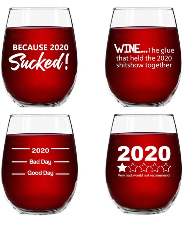 Photo 1 of 2020 Sucked Funny Stemless Wine Glasses 4 Pack- Hilarious Novelty Wine Glassware for Women- New Years Eve Party, Event, Hosting Fun- Cute Quarantine 2020 Do Not Recommend Survival Gift