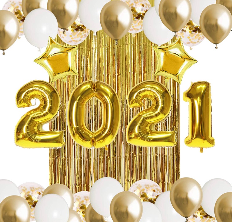 Photo 1 of 2021 Graduation Party Decorations 32" 2021 Gold Foil Balloons with Tinsel Curtain Stars Foil Balloons Confetti Balloons for 2021 New Year Eve Party Graduation