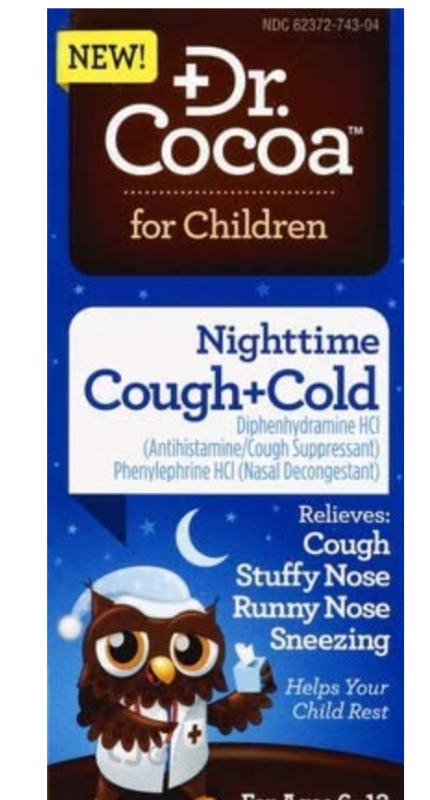 Photo 1 of Dr. Cocoa Cough and Cold Medicine for Kids, Nighttime Formula, Real Chocolate Taste, 4 Fluid Ounce