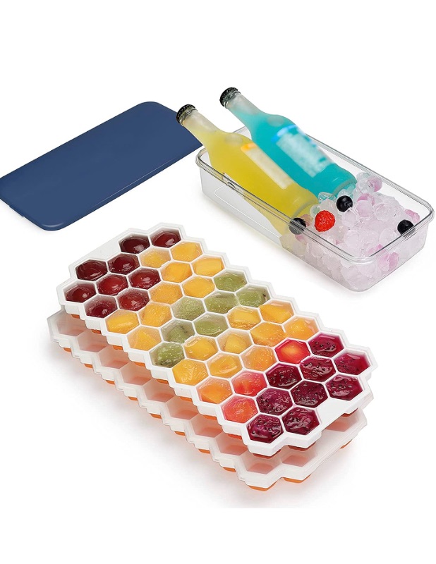Photo 1 of Cambom Ice Cube Trays 2 Pack with Storage Box, Easy-Release Silicone & Flexible 94-Ice Cube Trays with Spill-Resistant Removable Lid for Whiskey, Cocktail, Stackable Flexible Safe Ice Cube Molds?Blue?

Wall Adhesive Key Hooks Holder, Mail Letter Organizer
