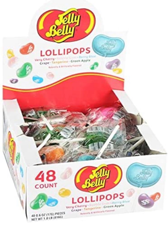 Photo 1 of Adam & Brooks Jelly Belly Lollipops Candy, 0.6 Ounce - 48 Count Display Box