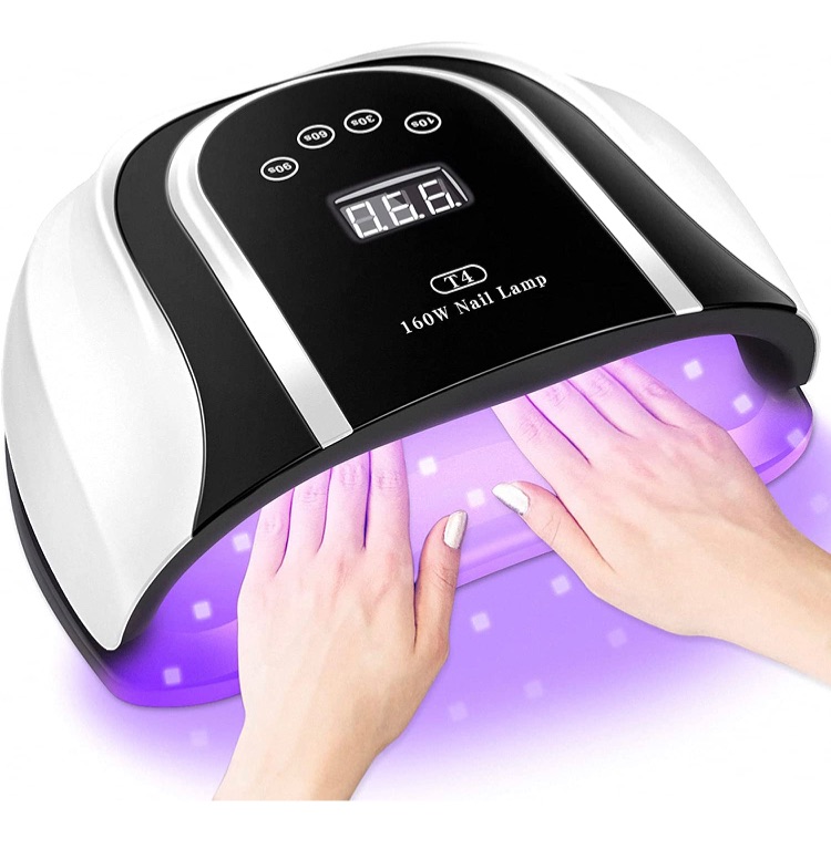 Photo 1 of 160W UV LED Gel Nail Lamp,Large UV Nail Light for Professional Salon Home Two Hand Use,Gel Polish Curing Lamp Nail Dryer with 54 PCS Light Bead (Black)