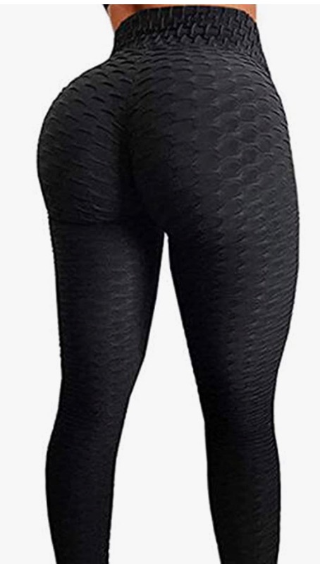Photo 1 of FITTOO Womens High Waist Textured Workout Leggings Booty Scrunch Yoga Pants Slimming Ruched Tights size L