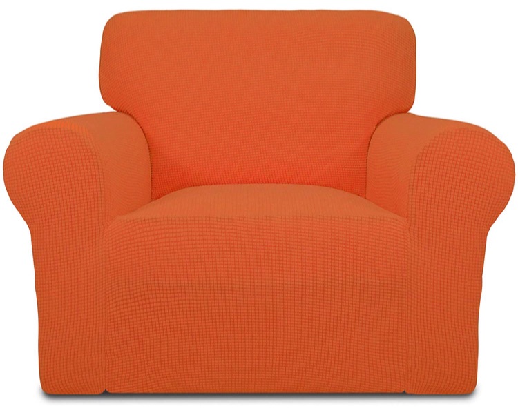 Photo 1 of Easy-Going Stretch Sofa Slipcover 1-Piece Sofa Cover Furniture Protector Couch Soft with Elastic Bottom Kids,Polyester Spandex Jacquard Fabric Small Checks(Chair,Orange