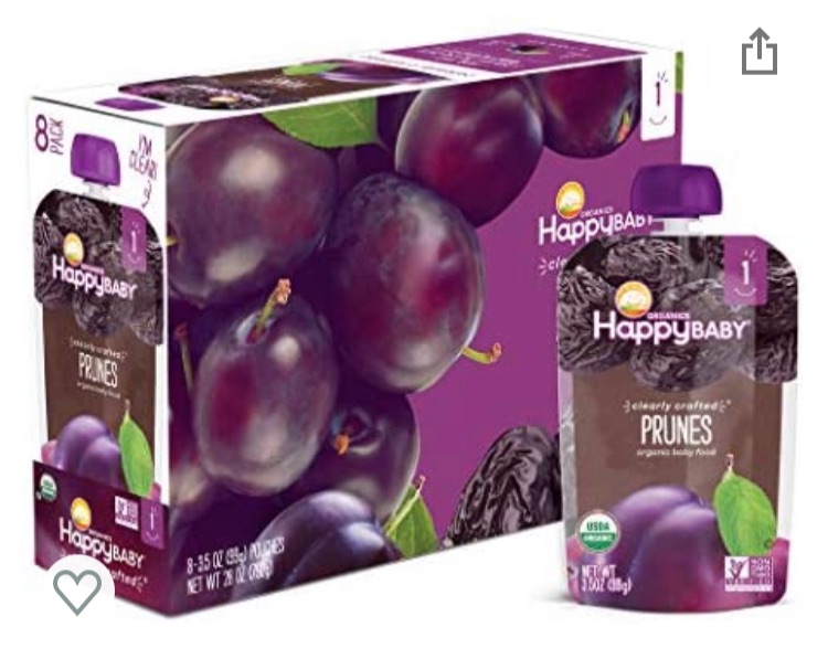 Photo 1 of Happy Baby Organics Clearly Crafted Stage 1 Baby Food, Prunes, 3.5 Ounce Pouch (Pack of 8) best by 2/2022