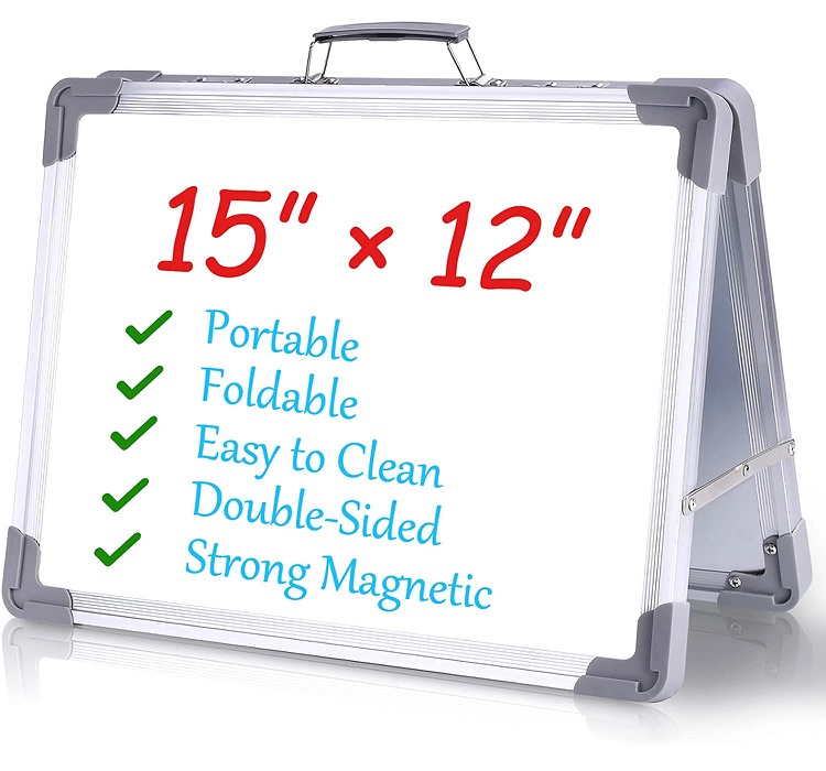 Photo 1 of Wareon Small Dry Erase Boards White Board 12 x 15 Inch Magnetic Whiteboard Foldable Desktop Portable Mini Easel Double Sided School Office Supplies for Student/Teacher/School/Office/Home/Drawing/Memo