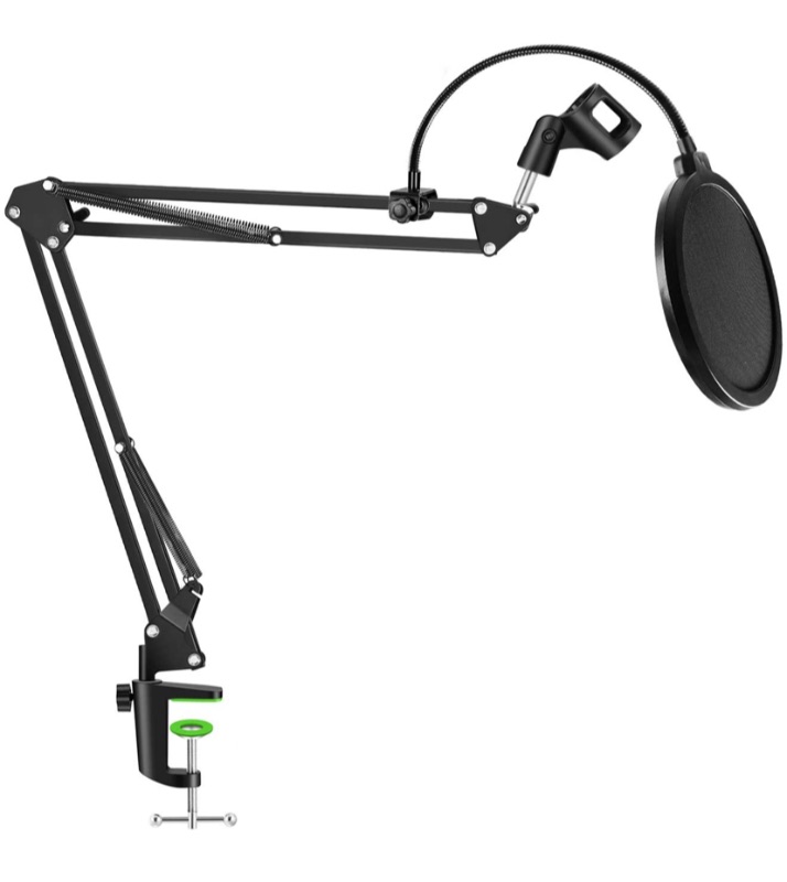 Photo 1 of NEUMA Professional Microphone Stand with Pop Filter Heavy Duty Microphone Suspension Scissor Arm Stand and Windscreen Mask Shield for Blue Yeti Snowball, Recordings, Broadcasting, Streaming, Singing