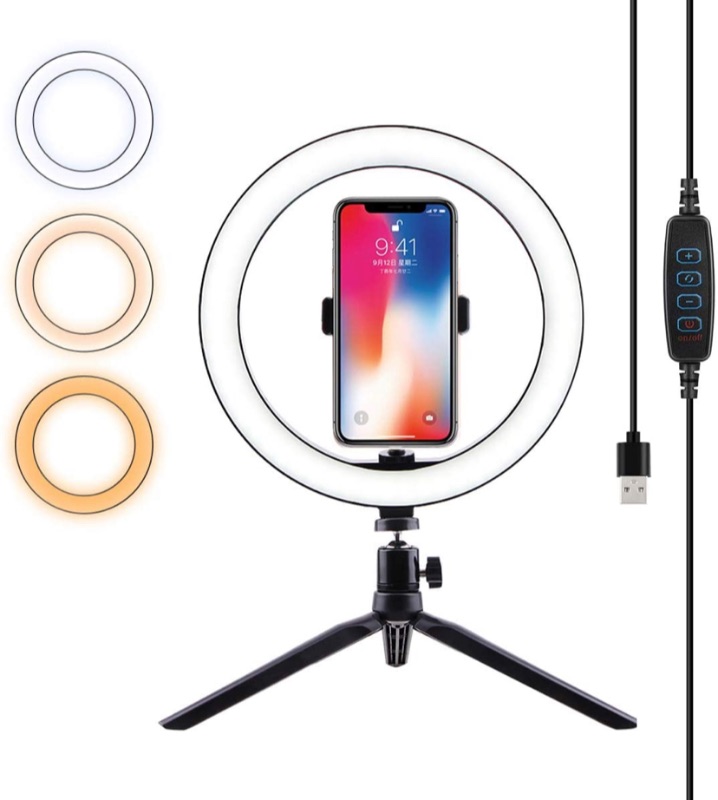 Photo 1 of Ring Light with Cell Phone Holder Tripod Stand with Desktop LED Lamp with 3 Light Modes for Beauty Video Live and Makeup