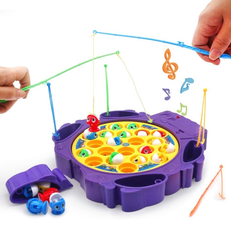 Photo 2 of Sprinkler Whale Water Toy and Electronic Fishing Game Toy with Rods Pole Rotating Board 
