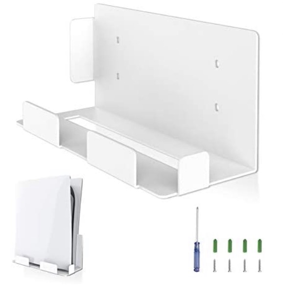 Photo 1 of BEJOY Wall Mount for Playstation 5, Wall Mount Bracket Set with Screwdriver & Screws, Sturdy Metal Wall Hanging Holder Stand for PS5 Gaming Console Disk & Digital Edition (White