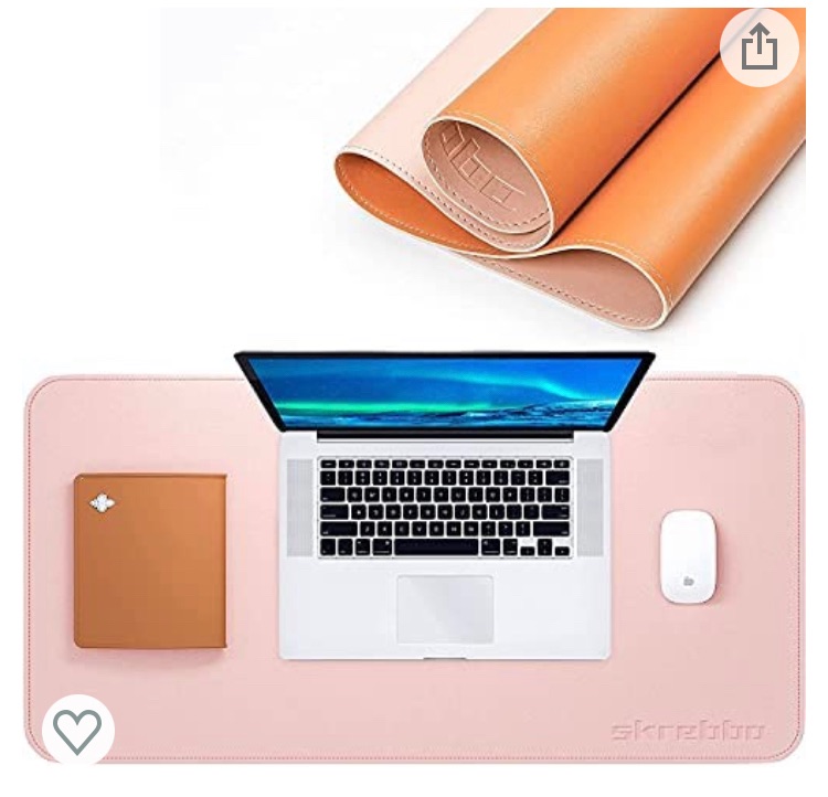 Photo 1 of Leather Desk Pad Protector,Mouse Pad,Office Desk Mat, Laptop Desk Pad,Waterproof Desk Writing Pad for Office and Home (31.5" x 15.7", Pink/Orange)