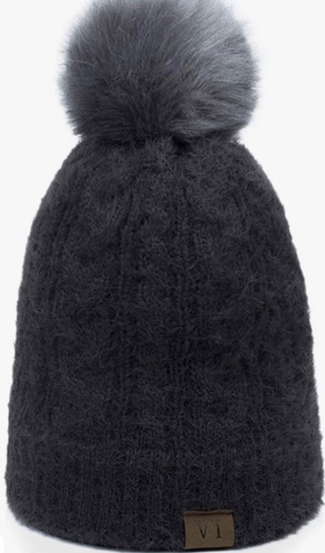 Photo 1 of ViGrace Women Knit Slouchy Beanie Chunky Baggy Hat with Faux Fur Pompom Winter Soft Warm Ski Cap