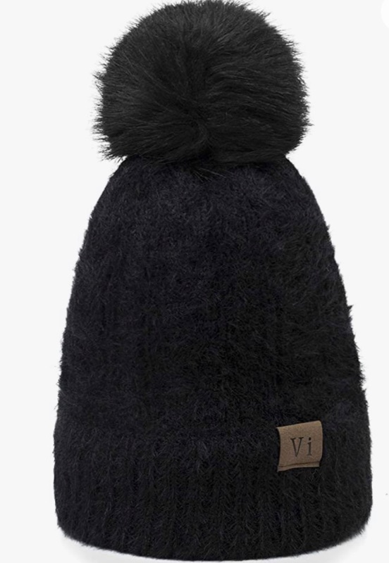 Photo 1 of 
ViGrace Women Knit Slouchy Beanie Chunky Baggy Hat with Faux Fur Pompom Winter Soft Warm Ski Cap