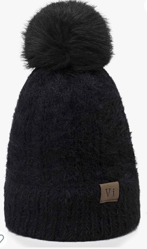 Photo 1 of ViGrace Women Knit Slouchy Beanie Chunky Baggy Hat with Faux Fur Pompom Winter Soft Warm Ski Cap