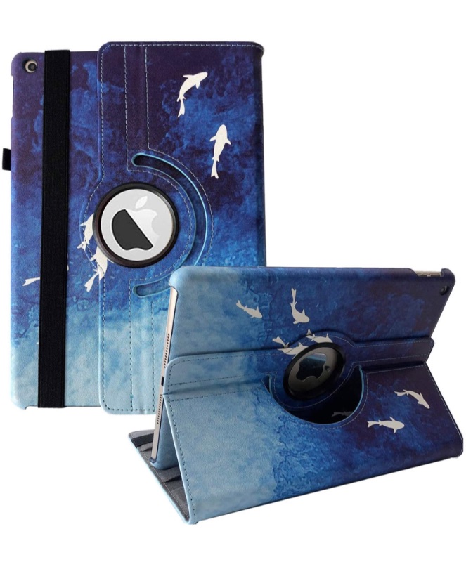 Photo 1 of iPad Case 10.2 Inch for New iPad 8th(2020) / 7th(2019) Generation Case- 360°Rotating Smart Protective Stand Cover of Apple iPad Stand with Auto Sleep/Wake Function,Elastic Pencil Holder(Fish School)
