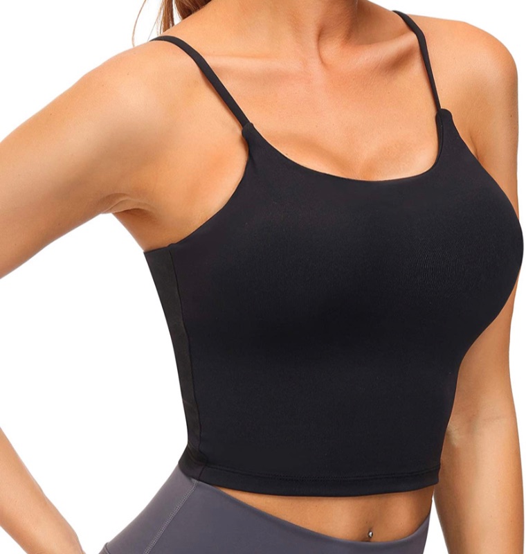 Photo 1 of YADIFEN Women Padded Crop Top Longline Yoga Tank Top Workout Sports Bra Fitness Running Camisole. Size L