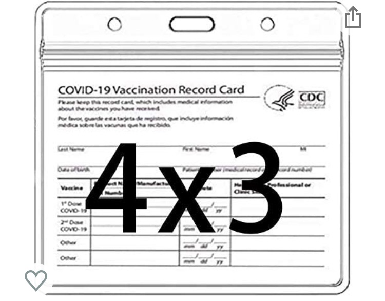 Photo 1 of XMWS Vaccination Card Protector - 4 X 3 in Immunization Record Vaccine Horizontal ID Card Name Tag Badge Cards Holder Clear Vinyl Plastic Sleeve with Waterproof Type Resealable Zip (10)