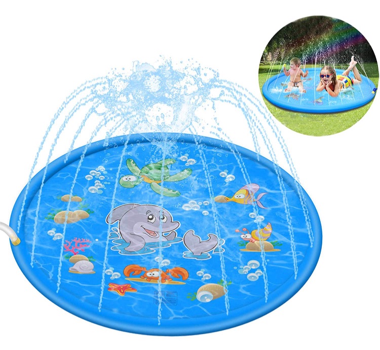 Photo 1 of Kimi House 60 inch Splash Play Mat?Sprinkler Pad, Wading Pool?Water Toys, Yard Summer Sprinkler Toys, Outdoor Summer Toys for Toddlers and Kids, Perfect