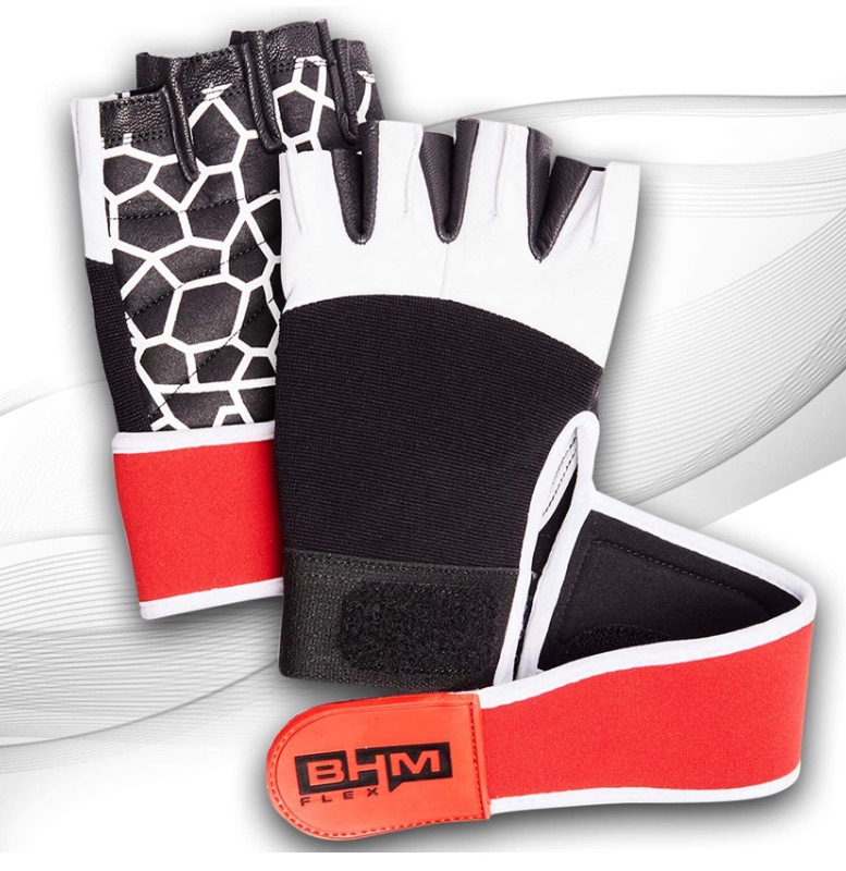 Photo 1 of Workout Gloves - Women/Men Lightweight Leather Gloves - Sports/Gym/Weightlifting/Cycling/Exercise/Training/ Wrist Wraps Glove - Support Equipment Full Palm Protection Power Grips… (White, Medium)