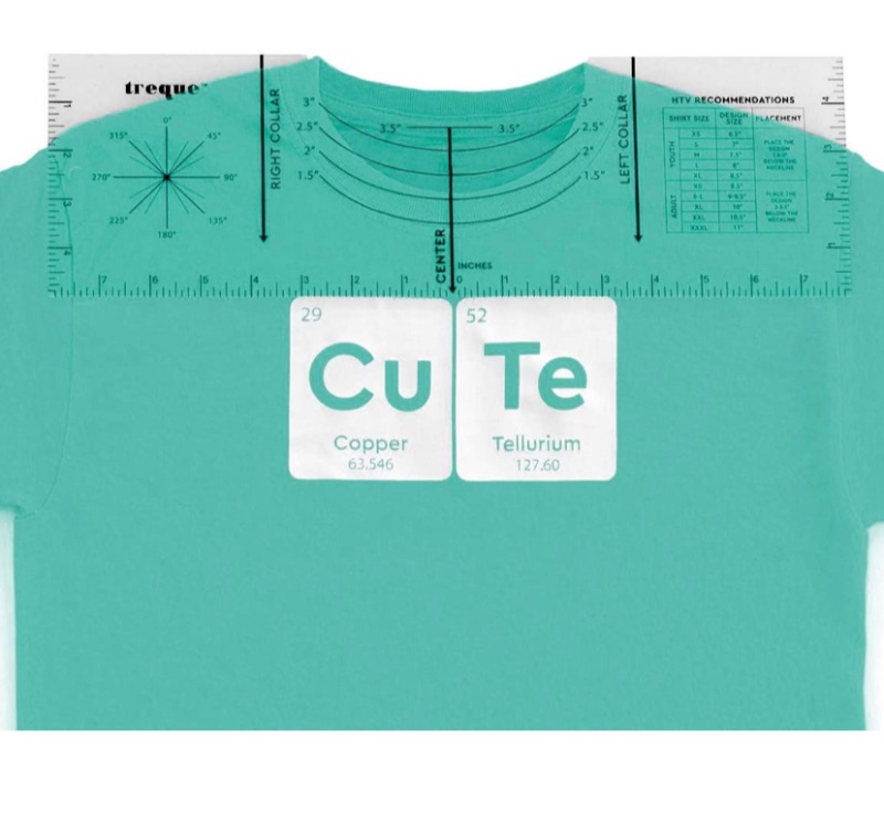 Photo 1 of Treque TShirt Ruler Guide for Vinyl - Alignment, Center and Placement | Clear Premium Acrylic T-Shirt Alignment Ruler for HTV (Heat Press Vinyl Transfer), Cricut Printing, Sublimation, Screen Printing