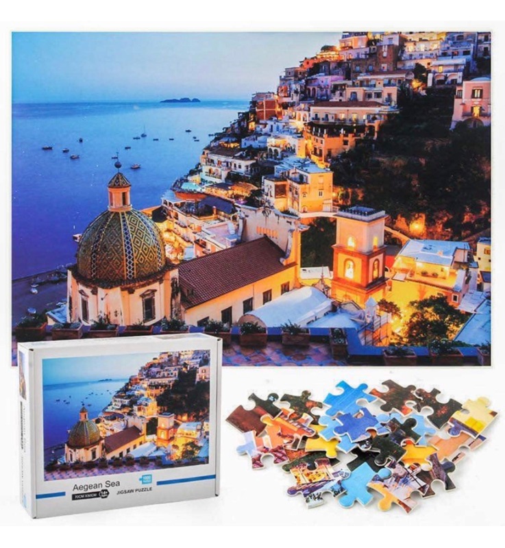 Photo 1 of Hard Jigsaw Puzzle of 1000 Pieces Puzzle Games Beautiful View of Aegean Sea Italy Amalfi Coast Jigsaw Puzzle 27x20” for Teens Adults (Aegean Sea)