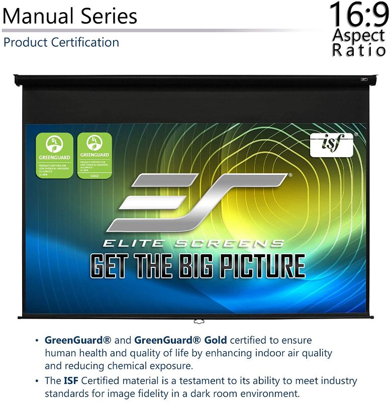 Photo 1 of Elite Screens Manual Series, 150-INCH 16:9, Pull Down Manual Projector Screen with AUTO LOCK, Movie Home Theater 8K / 4K Ultra HD 3D Ready, 2-YEAR WARRANTY, M150UWH2
